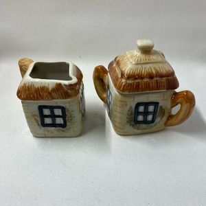 Vintage, JAPAN Cottage Ware, Pottery creamer & sugar bowl with
